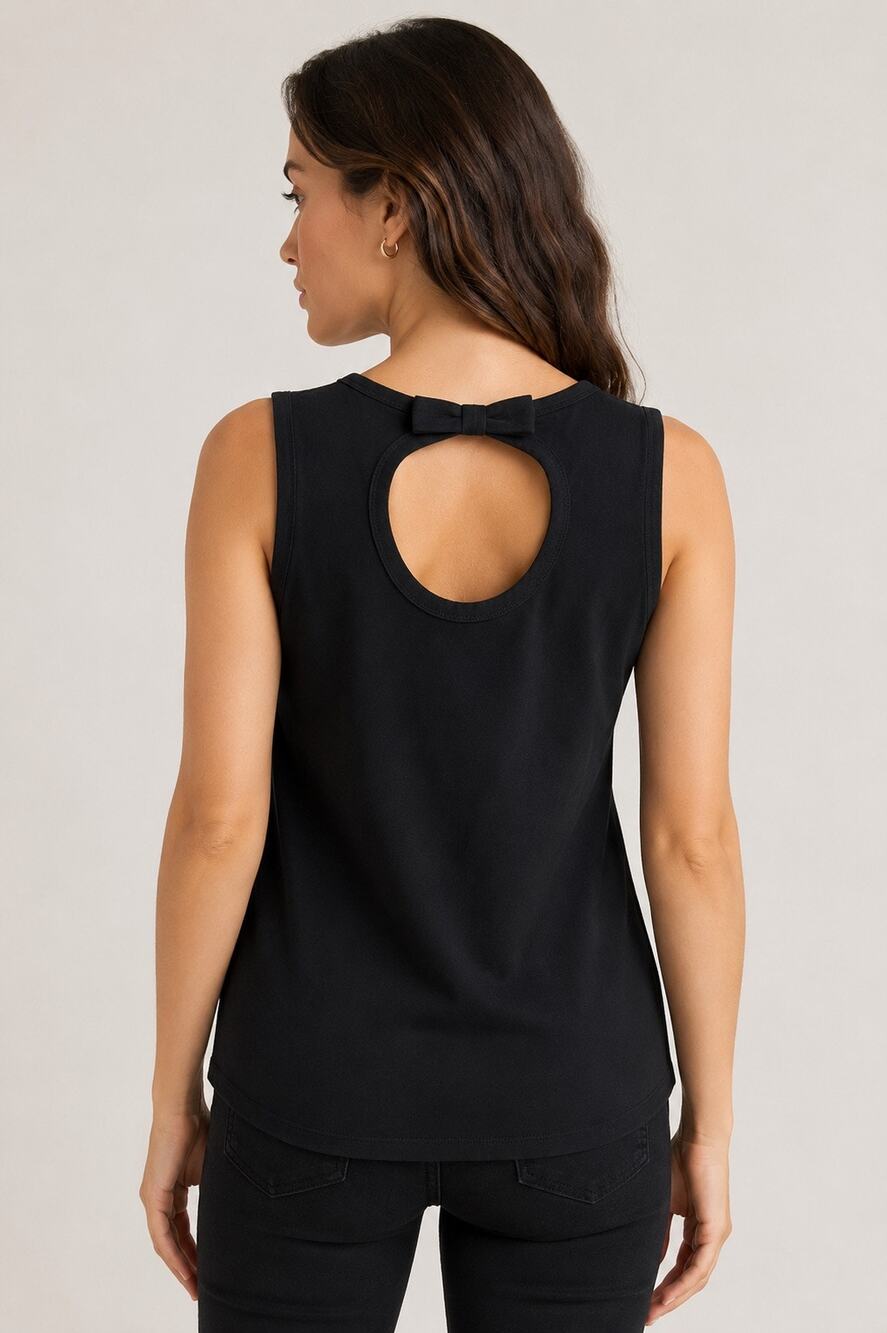 Kate Spade New York Black Bow Back Keyhole Tank Top – XS – Soft Stretch Cotton